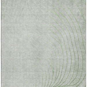 HomeRoots 8' Sage and Silver Abstract Washable Round Rug - Durable, UV-Protected, Family-Friendly Design! 718076