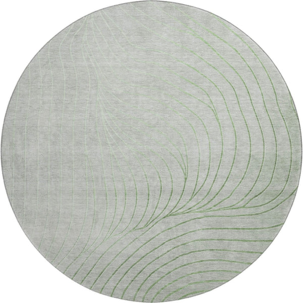 HomeRoots 8' X 10' Sage and Silver Abstract Washable Area Rug - UV Protected, Stain Resistant, Modern Design 718077