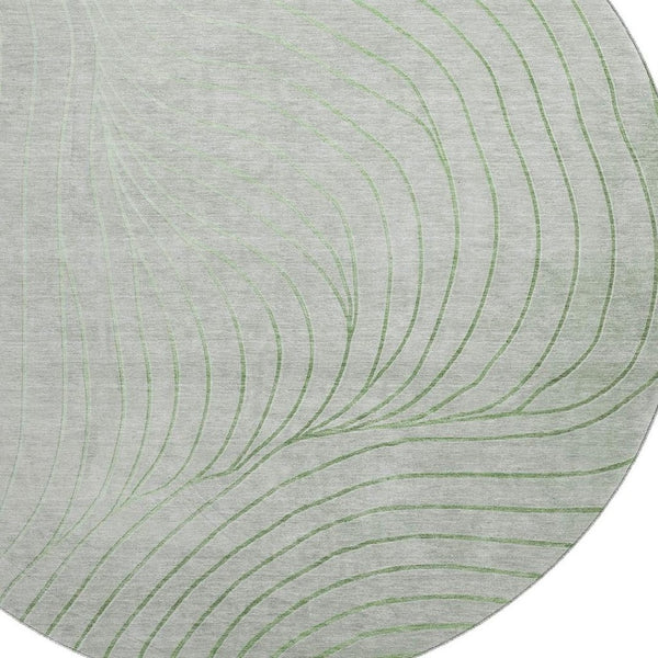 HomeRoots 8' X 10' Sage and Silver Abstract Washable Area Rug - UV Protected, Stain Resistant, Modern Design 718077
