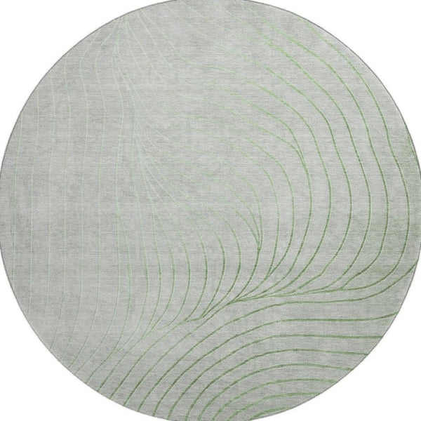 HomeRoots 8' X 10' Sage and Silver Abstract Washable Area Rug - UV Protected, Stain Resistant, Modern Design 718077