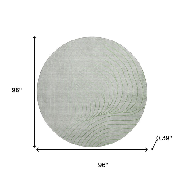 HomeRoots 8' X 10' Sage and Silver Abstract Washable Area Rug - UV Protected, Stain Resistant, Modern Design 718077