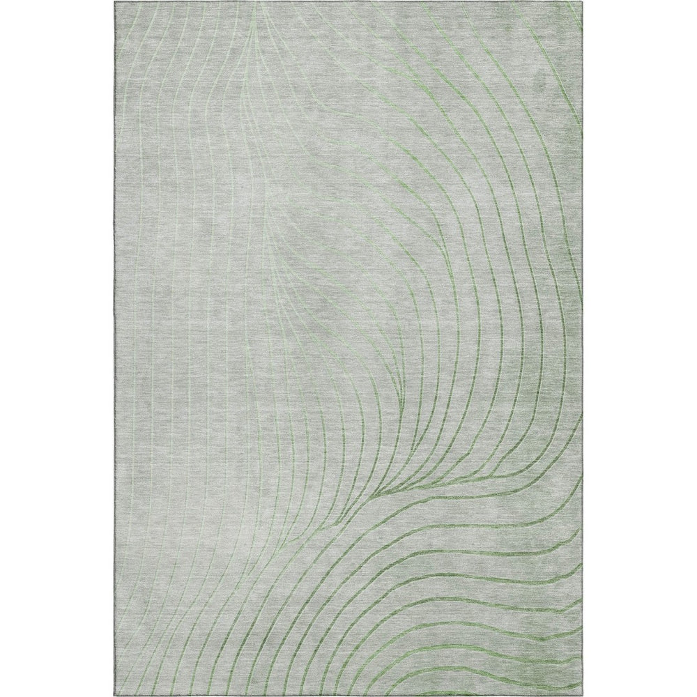 HomeRoots 9' X 12' Sage and Silver Abstract Area Rug - Washable, UV-Protected, Non-Slip for Family Spaces! 718078