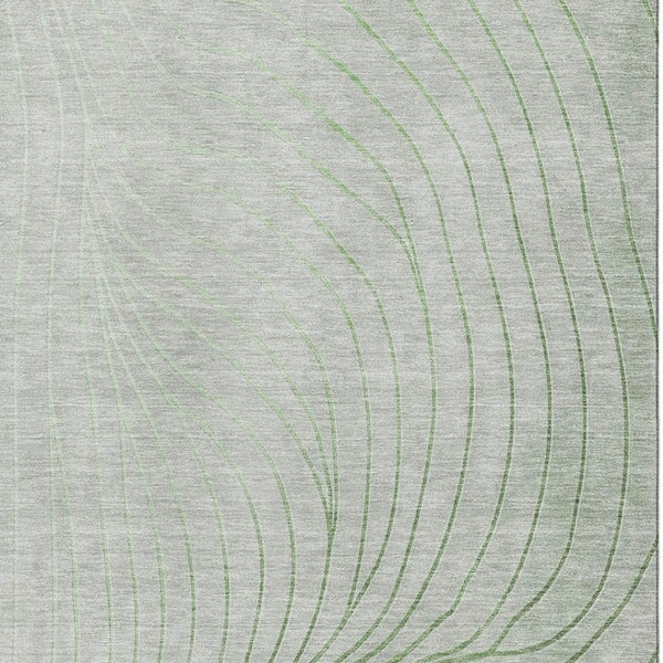 HomeRoots 9' X 12' Sage and Silver Abstract Area Rug - Washable, UV-Protected, Non-Slip for Family Spaces! 718078