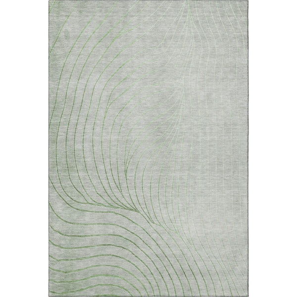 HomeRoots 9' X 12' Sage and Silver Abstract Area Rug - Washable, UV-Protected, Non-Slip for Family Spaces! 718078