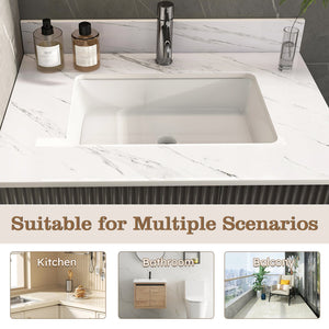 English Elm 31 Inch Marble Vanity Top - Premium Bianco Carrara Venato With Undermount Sink & 4" Backsplash W2700P194072