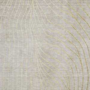 HomeRoots 8' Washable Beige and Brown Abstract Round Rug with UV Protection - Durable, Non-Slip, Easy Care! 718082