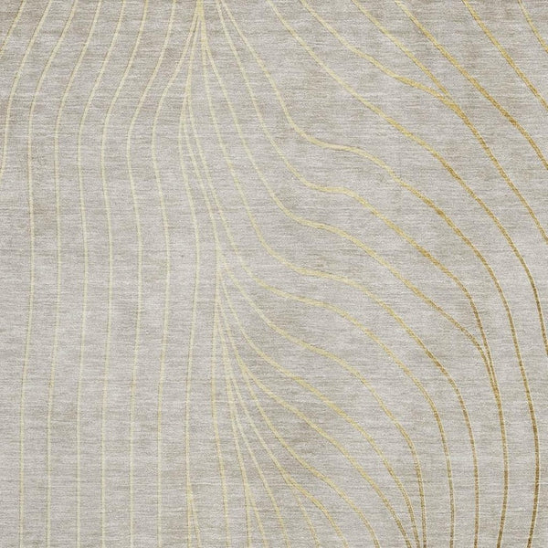 HomeRoots 8' Washable Beige and Brown Abstract Round Rug with UV Protection - Durable, Non-Slip, Easy Care! 718082