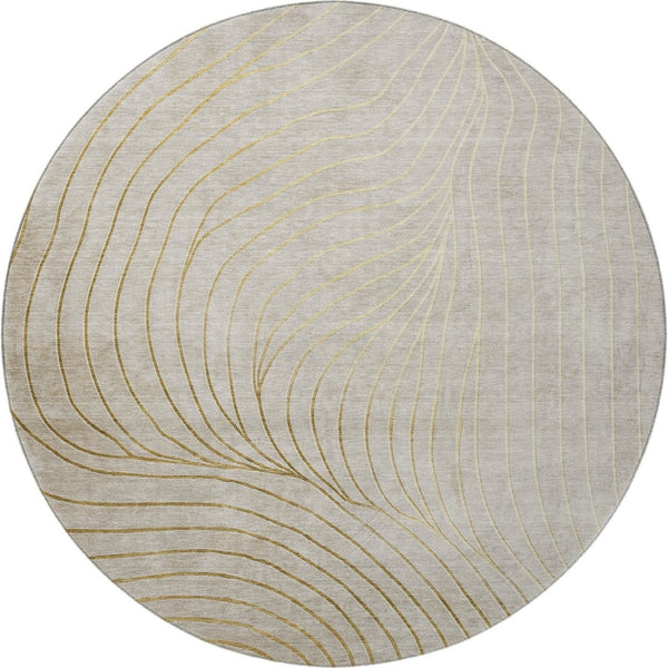 HomeRoots 8' X 10' Washable Beige & Brown Abstract Area Rug with UV Protection for Family-Friendly Homes 718083