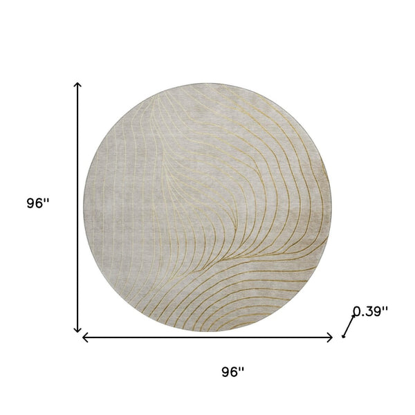 HomeRoots 8' X 10' Washable Beige & Brown Abstract Area Rug with UV Protection for Family-Friendly Homes 718083
