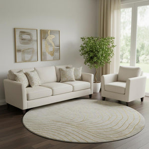 HomeRoots 8' X 10' Washable Beige & Brown Abstract Area Rug with UV Protection for Family-Friendly Homes 718083