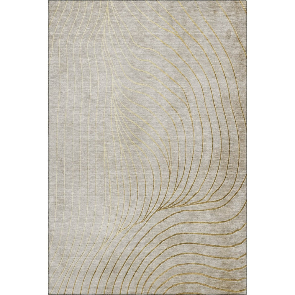 HomeRoots 9' X 12' Washable Beige and Brown Abstract Area Rug with UV Protection for Homes with Kids & Pets 718084
