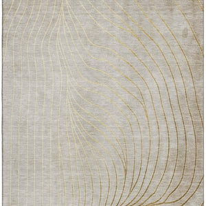 HomeRoots 9' X 12' Washable Beige and Brown Abstract Area Rug with UV Protection for Homes with Kids & Pets 718084
