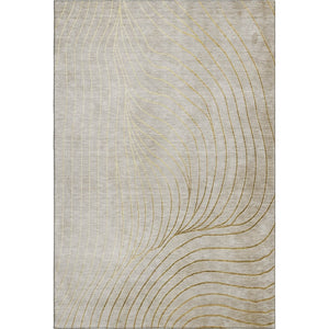 HomeRoots 10' X 14' Beige & Brown Abstract Area Rug - Washable, UV-Protected, Stain-Resistant for Modern Homes 718085