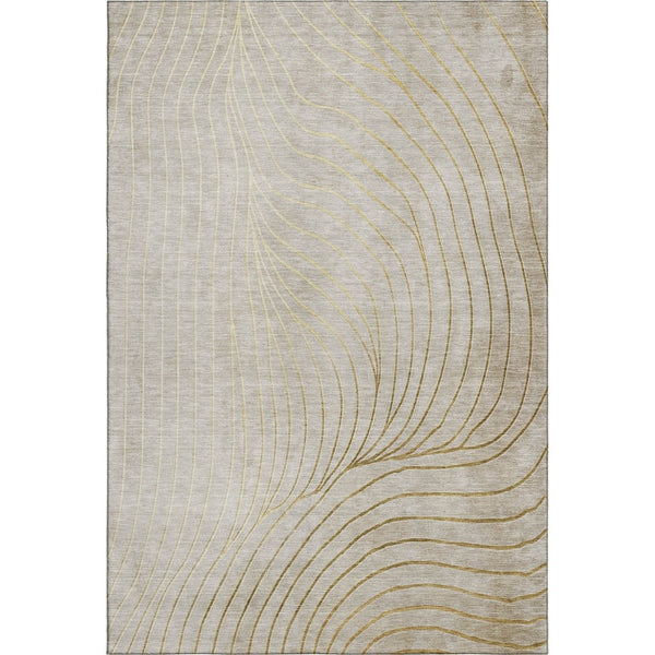 HomeRoots 10' X 14' Beige & Brown Abstract Area Rug - Washable, UV-Protected, Stain-Resistant for Modern Homes 718085