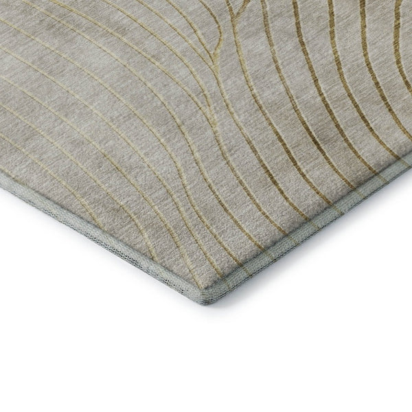 HomeRoots 10' X 14' Beige & Brown Abstract Area Rug - Washable, UV-Protected, Stain-Resistant for Modern Homes 718085