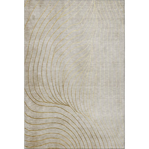 HomeRoots 10' X 14' Beige & Brown Abstract Area Rug - Washable, UV-Protected, Stain-Resistant for Modern Homes 718085