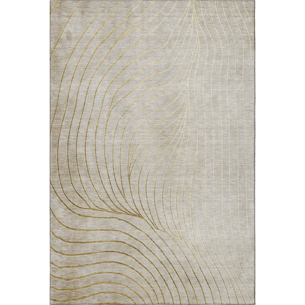 HomeRoots 10' X 14' Beige & Brown Abstract Area Rug - Washable, UV-Protected, Stain-Resistant for Modern Homes 718085