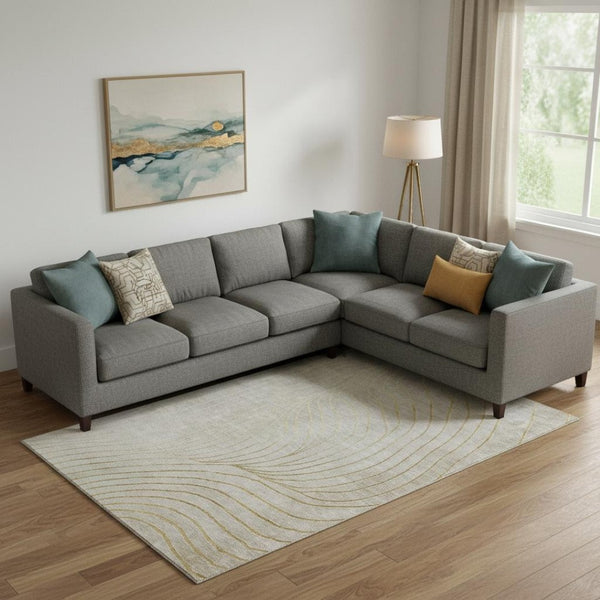 HomeRoots 10' X 14' Beige & Brown Abstract Area Rug - Washable, UV-Protected, Stain-Resistant for Modern Homes 718085