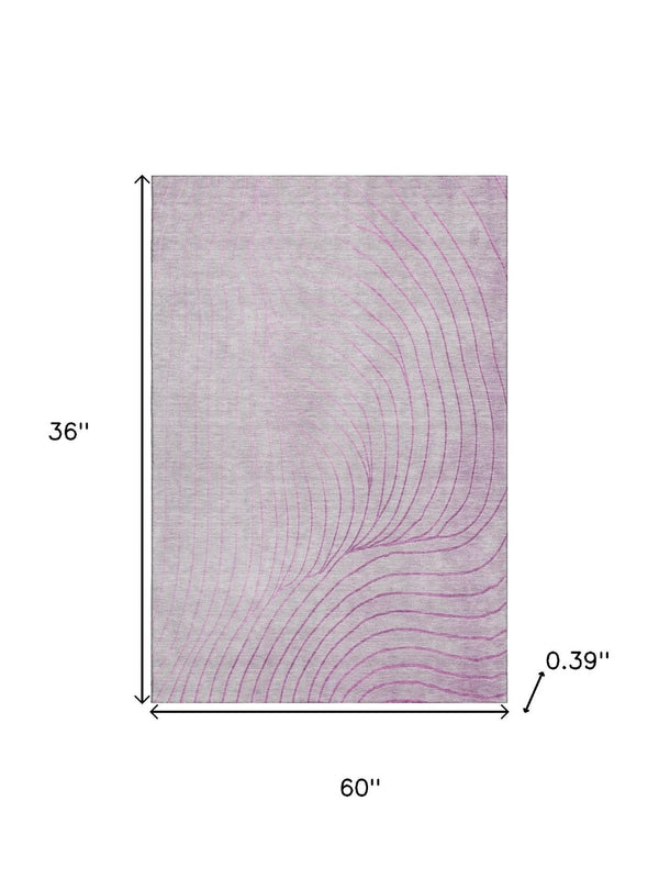 HomeRoots 5' X 8' Blush & Linen Abstract Area Rug - Washable, Stain Resistant, UV Protected for Modern Homes 718087