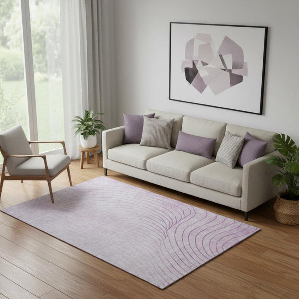 HomeRoots 8' Blush & Linen Abstract Round Rug – Washable, UV Protected, Durable Design for Modern Homes 718088