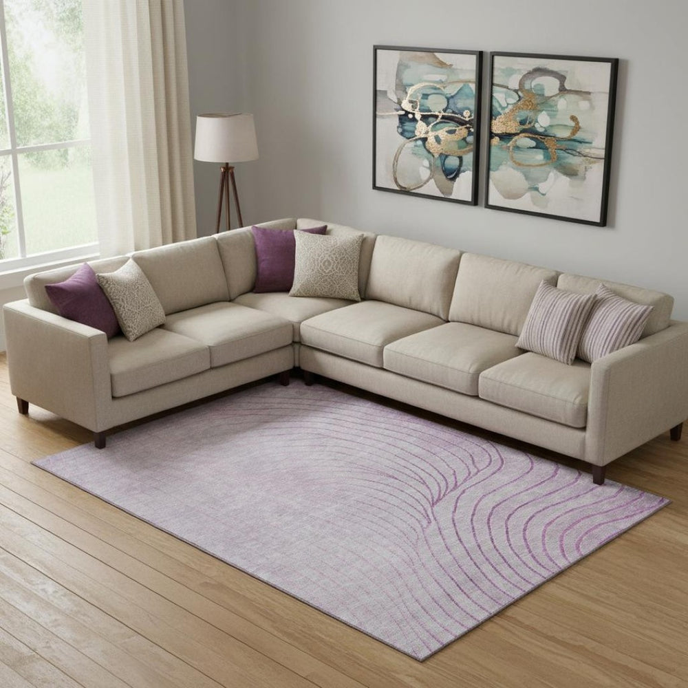 HomeRoots 10' X 14' Blush & Linen Abstract Area Rug - UV Protected, Washable, Stain Resistant for Modern Homes 718091