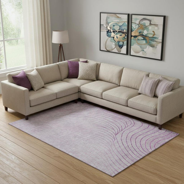 HomeRoots 10' X 14' Blush & Linen Abstract Area Rug - UV Protected, Washable, Stain Resistant for Modern Homes 718091