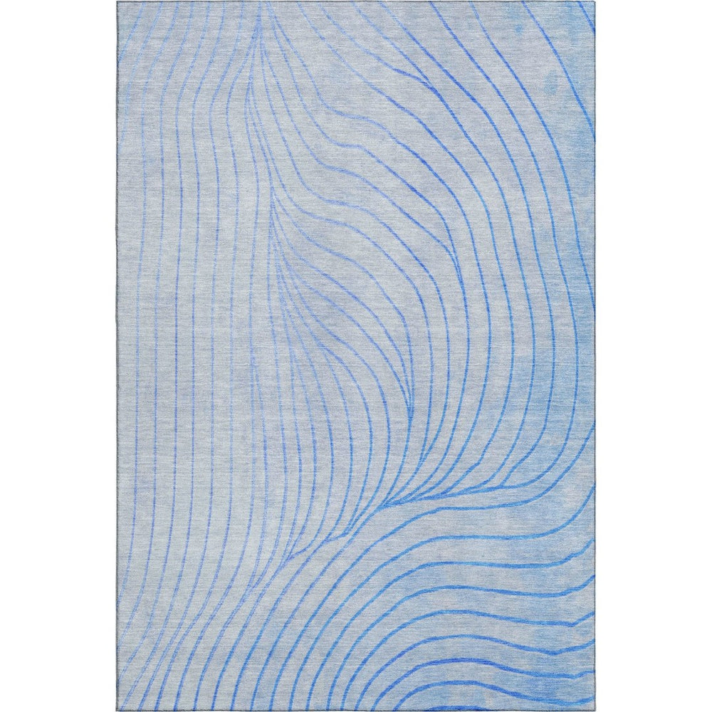 HomeRoots 5' X 8' Blue and Silver Abstract Area Rug – Stylish, Washable, UV-Protected, Perfect for Any Room! 718093