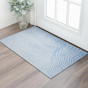HomeRoots 5' X 8' Blue and Silver Abstract Area Rug – Stylish, Washable, UV-Protected, Perfect for Any Room! 718093
