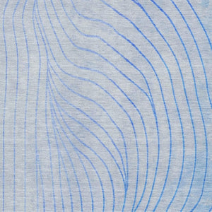 HomeRoots 8' Blue Abstract Washable Round Rug with Silver Accents, UV Protection & Stain Resistance for All Spaces 718094