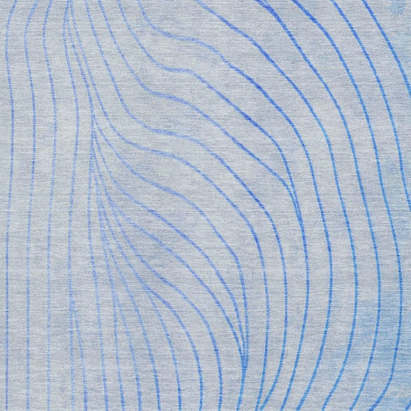 HomeRoots 8' Blue Abstract Washable Round Rug with Silver Accents, UV Protection & Stain Resistance for All Spaces 718094