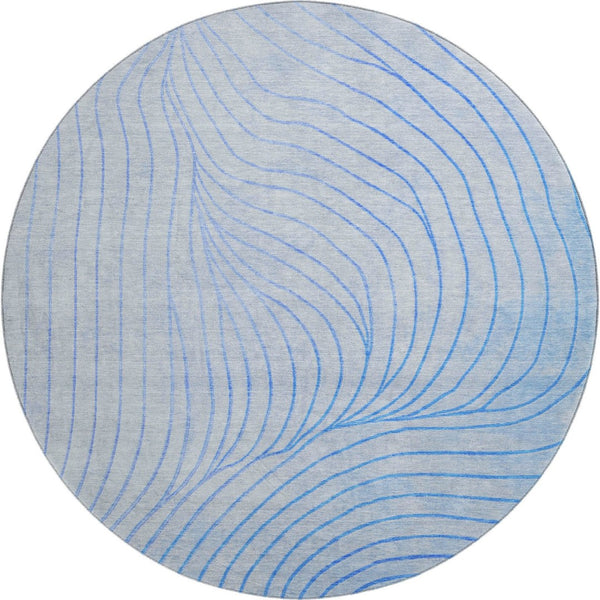 HomeRoots 8' X 10' Washable Blue and Silver Abstract Area Rug - UV Protected, Durable, Perfect for Modern Spaces! 718095