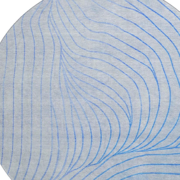 HomeRoots 8' X 10' Washable Blue and Silver Abstract Area Rug - UV Protected, Durable, Perfect for Modern Spaces! 718095