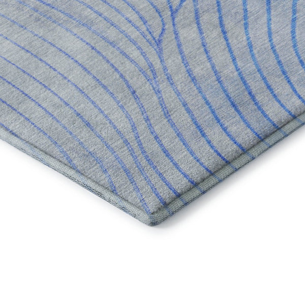 HomeRoots 8' X 10' Washable Blue and Silver Abstract Area Rug - UV Protected, Durable, Perfect for Modern Spaces! 718095