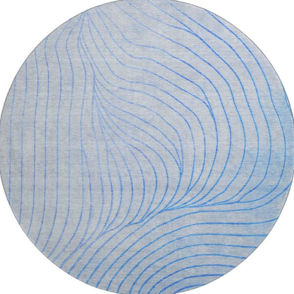 HomeRoots 8' X 10' Washable Blue and Silver Abstract Area Rug - UV Protected, Durable, Perfect for Modern Spaces! 718095