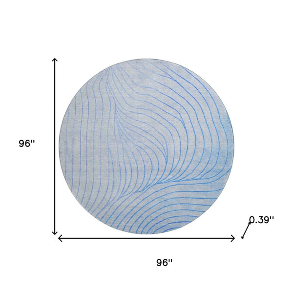 HomeRoots 8' X 10' Washable Blue and Silver Abstract Area Rug - UV Protected, Durable, Perfect for Modern Spaces! 718095