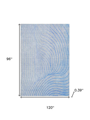 HomeRoots 9' X 12' Blue And Silver Abstract Area Rug - Washable, UV Protected, Durable & Stylish for Homes 718096