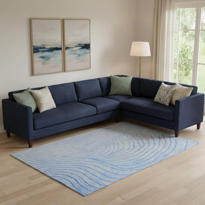 HomeRoots 10' X 14' Blue & Silver Abstract Area Rug – Washable, UV-Protected, Stain-Resistant, Modern Style 718097