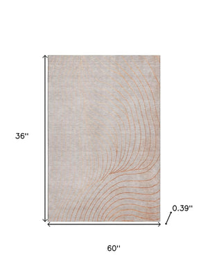 HomeRoots 5' X 8' Copper and Silver Abstract Area Rug - Durable, Washable, UV Protected for Modern Homes 718099