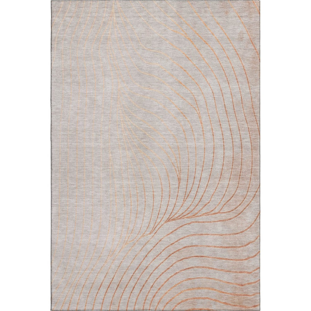 HomeRoots 8' Copper and Silver Abstract Washable Round Rug – Stylish, Durable, UV-Protected, Easy Care Solution 718100