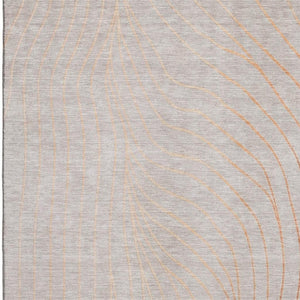 HomeRoots 8' Copper and Silver Abstract Washable Round Rug – Stylish, Durable, UV-Protected, Easy Care Solution 718100