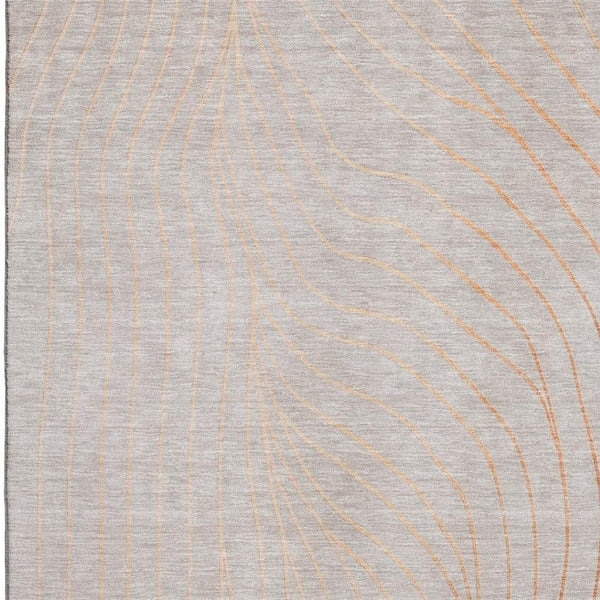 HomeRoots 8' Copper and Silver Abstract Washable Round Rug – Stylish, Durable, UV-Protected, Easy Care Solution 718100