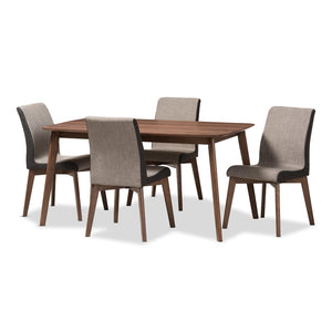 Baxton Studio Baxton Studio Kimberly 5-Piece Mid-Century Dining Set with Upholstered Chairs - Stylish & Durable Kimberly-Brown-5PC Dining Set