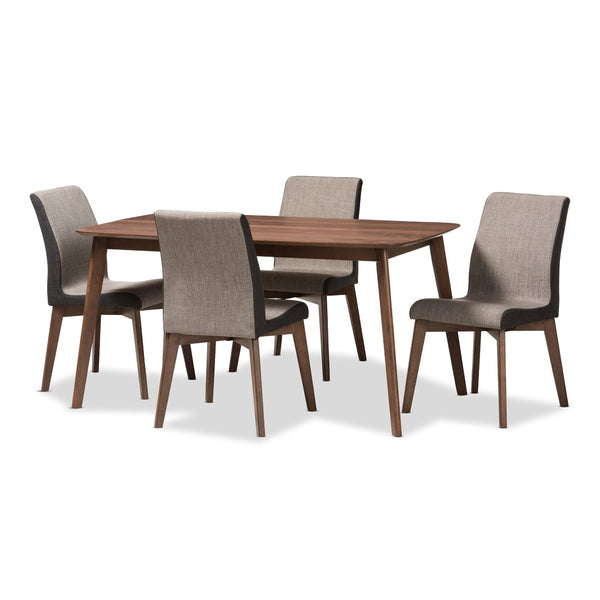 Baxton Studio Baxton Studio Kimberly 5-Piece Mid-Century Dining Set with Upholstered Chairs - Stylish & Durable Kimberly-Brown-5PC Dining Set