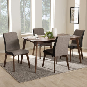 Baxton Studio Baxton Studio Kimberly 5-Piece Mid-Century Dining Set with Upholstered Chairs - Stylish & Durable Kimberly-Brown-5PC Dining Set