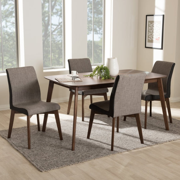 Baxton Studio Baxton Studio Kimberly 5-Piece Mid-Century Dining Set with Upholstered Chairs - Stylish & Durable Kimberly-Brown-5PC Dining Set
