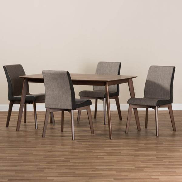 Baxton Studio Baxton Studio Kimberly 5-Piece Mid-Century Dining Set with Upholstered Chairs - Stylish & Durable Kimberly-Brown-5PC Dining Set