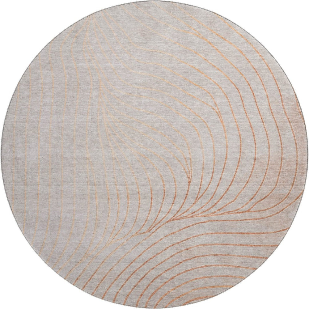 HomeRoots 8' X 10' Copper-Silver Abstract Washable Area Rug - Durable, UV-Protected & Easy Care for Modern Homes 718101