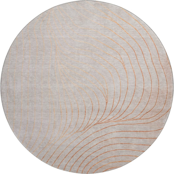 HomeRoots 8' X 10' Copper-Silver Abstract Washable Area Rug - Durable, UV-Protected & Easy Care for Modern Homes 718101