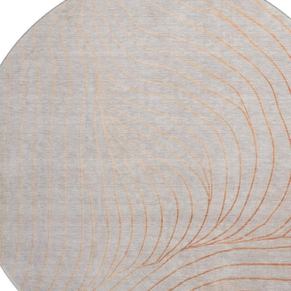 HomeRoots 8' X 10' Copper-Silver Abstract Washable Area Rug - Durable, UV-Protected & Easy Care for Modern Homes 718101
