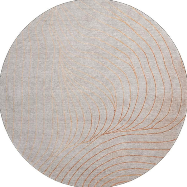 HomeRoots 8' X 10' Copper-Silver Abstract Washable Area Rug - Durable, UV-Protected & Easy Care for Modern Homes 718101